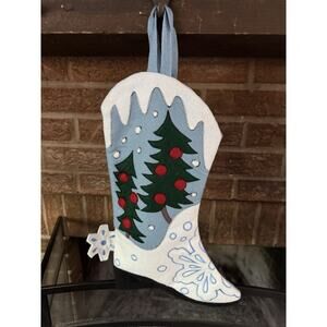 Cowboy Christmas Stocking Felt Trees Snowflakes 15" WMG 2003 Country Western